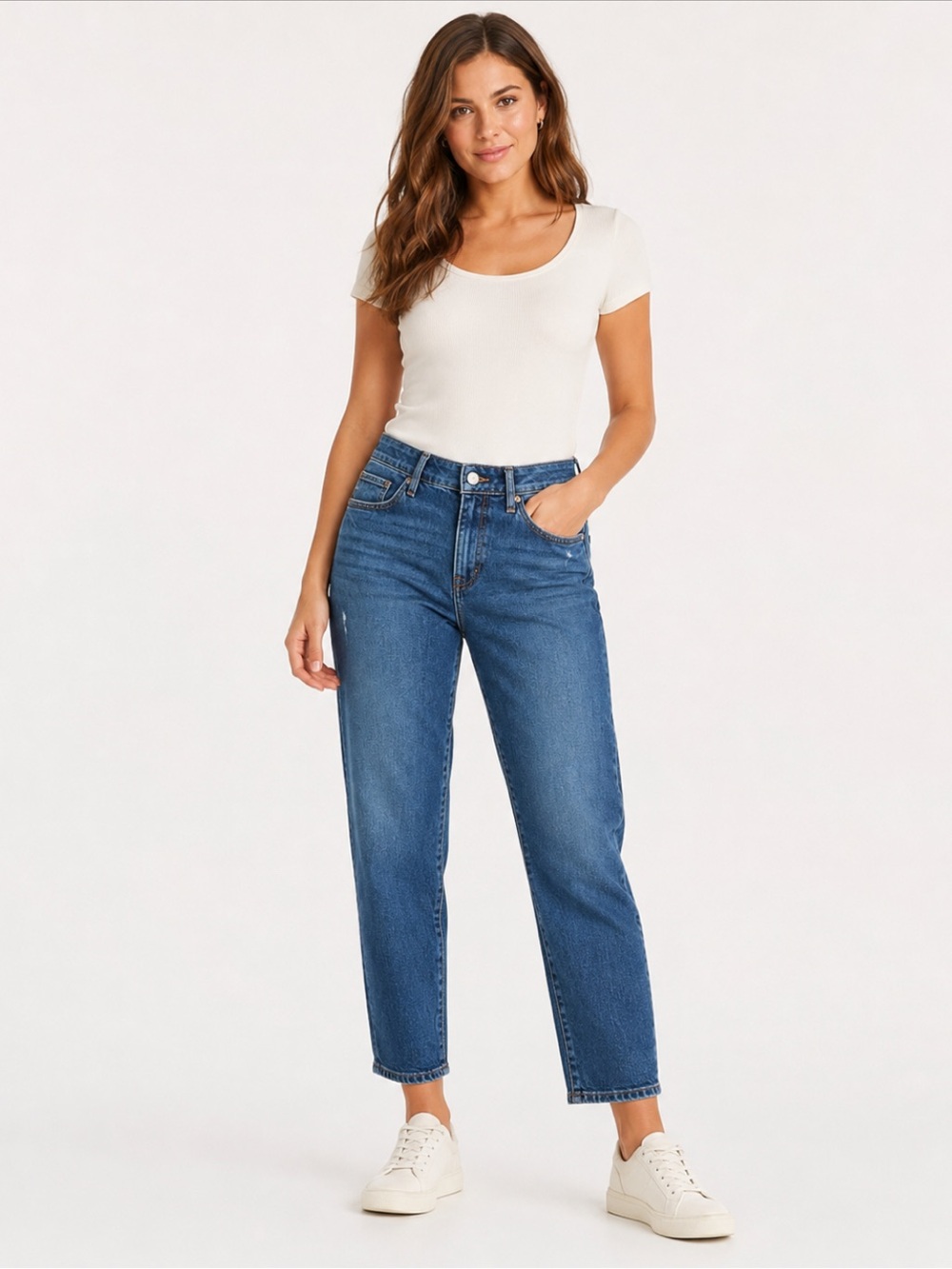 Express Boyfriend Jeans Women’s Size 6 Mid Rise Stretch Denim Casual Blue Jeans